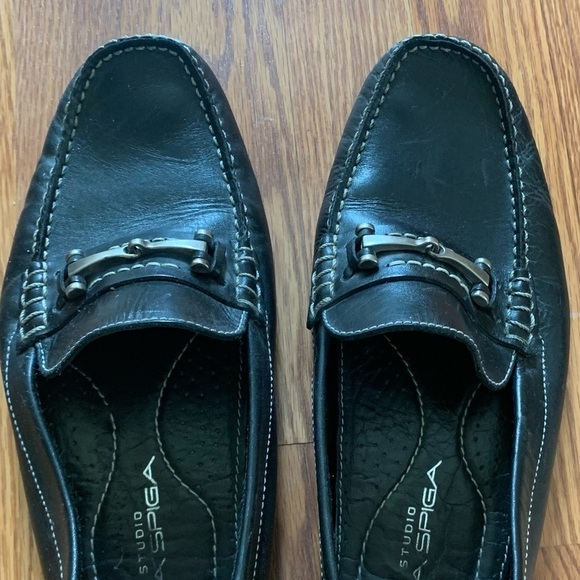 VIA SPIGA size 9.5 Men’s Black Loafers Slip on Shoes - Picture 3 of 12